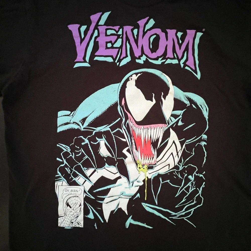 Marvel T-Shirt Black Venom Graphic Comic Print Large